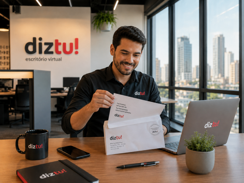 empresário recebendo correspondências do Estado no seu domicílio tributário.